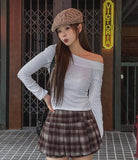 Lucy Unbalanced Off Crop Long Sleeve