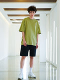 Pleat pigment washing short pants