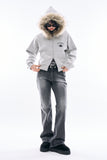 Slate incision flare denim pants