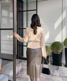 Roel Leather H-Line Skirt