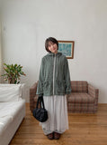 Bomiru Ribbon Hood Check Wind Jumper