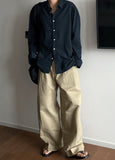 Liz two-tuck back banding cotton pants