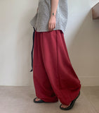 Jeans Pintuck Banding Balloon Wide Pants