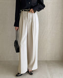 Ravet Pin Tuck Wide Slacks (Belt set)