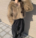 High Quality Egg Big Hood Crop Hip Mood Fur Jacket