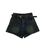 Belt Retro Patch Shorts