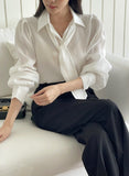 [Tie set] Majella Puff Shirring Blouse