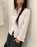 Nua Two-Pocket V-Neck Slim-Fit Long-Sleeve Shirt