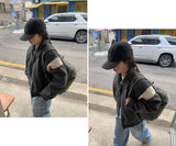 Lumti color matching collar quilted varsity jumper