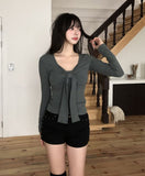 Hina Shirring Tie Ribbon Long Sleeve