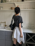 Foldy Unbalanced Shibori Strap Skirt