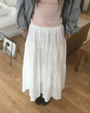 Tizen punching lace tiered long skirt