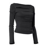 Asymmetrical Draped Long Sleeve