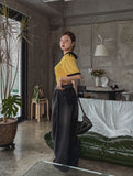 McCoy pintuck denim wide pants