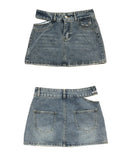 side open denim skirt