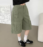 3 Pocket Big Cargo Multi Pocket Bermuda Knee Length Pants