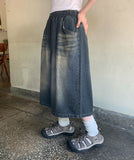 [unisex] Lanto Vintage Cat Washing Banding Bermuda Denim Cargo Pants