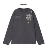 PIECE BIRD Henley Neck Long Sleeve T-Shirt
