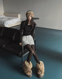 [U-BASIC] Yuki V-neck Slim Ribbed Long Sleeve Knit