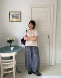 Selvk summer banding wide nylon pants
