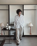 Modern three-tuck wide slacks
