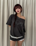 Star fairy boat-neck cut short sleeves