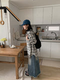 Suzuka Fringe Washing Denim Long Skirt