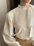Elle Sequins Silk Satin Tie Blouse