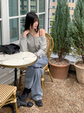 Soan string washing long wide denim pants