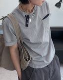 Tez diagonal Henley neck t-shirt