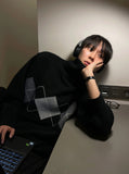 Argyle turtleneck knit