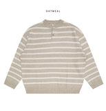 Fuzz Stripe Henley Neck Knit