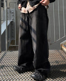 Oil Washed Dark Black Denim