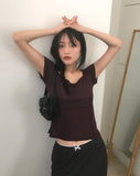 Shocker See-Through Cut Shirring Short Sleeve T-Shirt