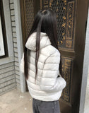 Turnle String Hooded Nylon Lightweight Short Padding Jumper