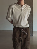 Swing Double Shoulder Rib Muscle Fit Henley Neck