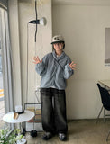 Catsy washed denim wide pants