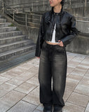 Doble washing denim wide pants