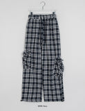 Kyuuna String Banding Wide Ribbon Check Cargo Pants