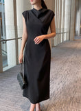 Celia Shirring Turdle Sleeveless Long One Piece