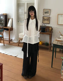 Mirun Belt High-Neck Overfit Long-Sleeve Shirt