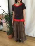 Nayuta Pintuck Tiered Banding Long Skirt