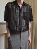 Pla Embroidery Punching Short Sleeve Shirt