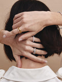 Champagne Full Moon Silver (P) Glossy Slim Ring M