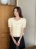 Cloa Heartneck Puff Peplum Jacket Blouse