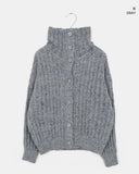 Luon wool high-neck loose cardigan