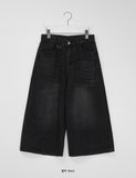 Mepoli Black Denim Bermuda Pants