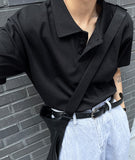 Collar Henry Neck Boonto Short Sleeve T-shirt