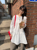 Rohigh Pintuck Shirring Layered Blouse One Piece