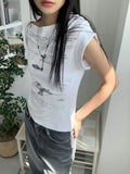 Pebble Hip Lettering Unbalanced Sleeveless